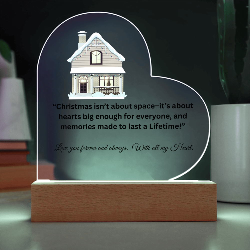 Too Many Feet for Christmas Heart Shaped Acrylic light